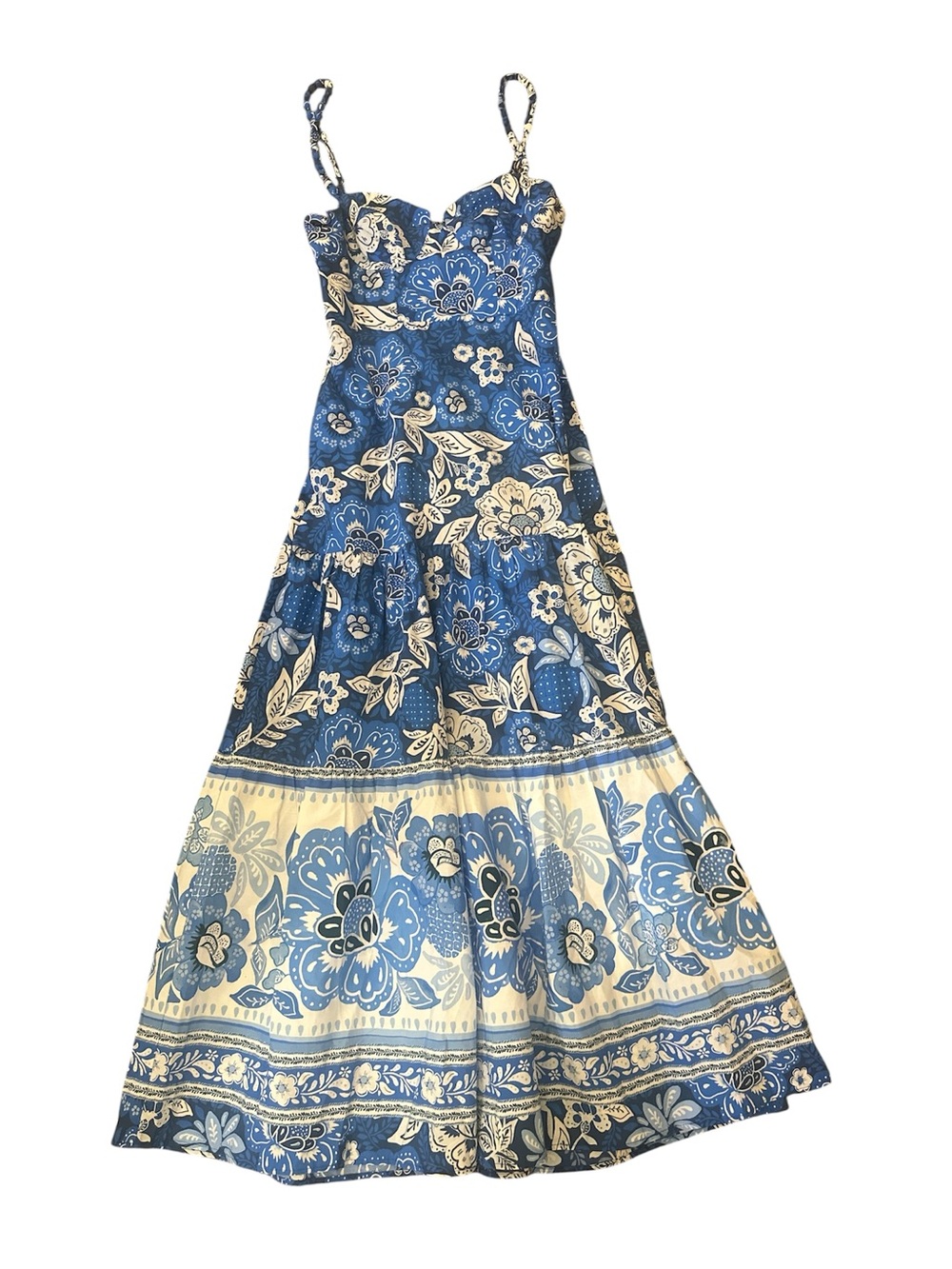 Farm Rio Dress XXS Full of Flowers Blue Midi Floral Sundress Sleeveless NWT $220 - Picture 8 of 15